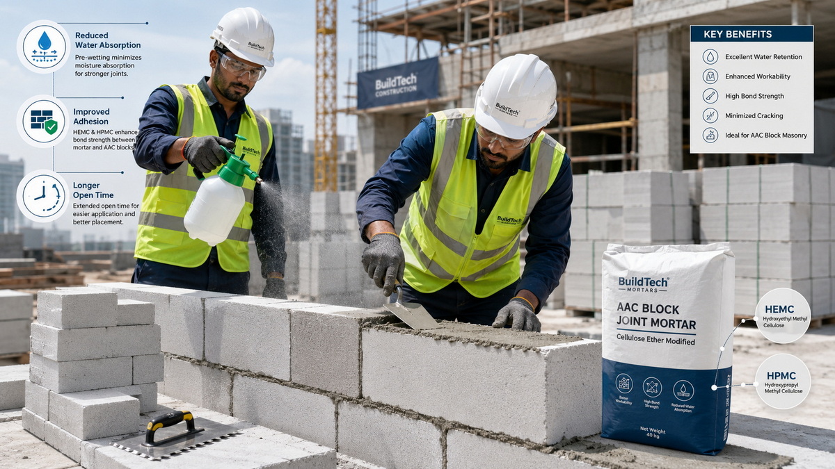 AAC Site Application With Cellulose Ether Mortar AAC Site Application With Cellulose Ether Mortar