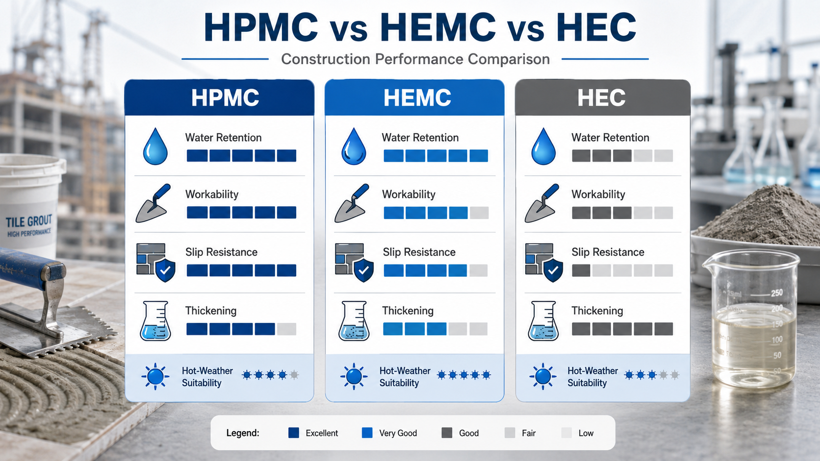 HPMC HEMC HEC Performance Comparison