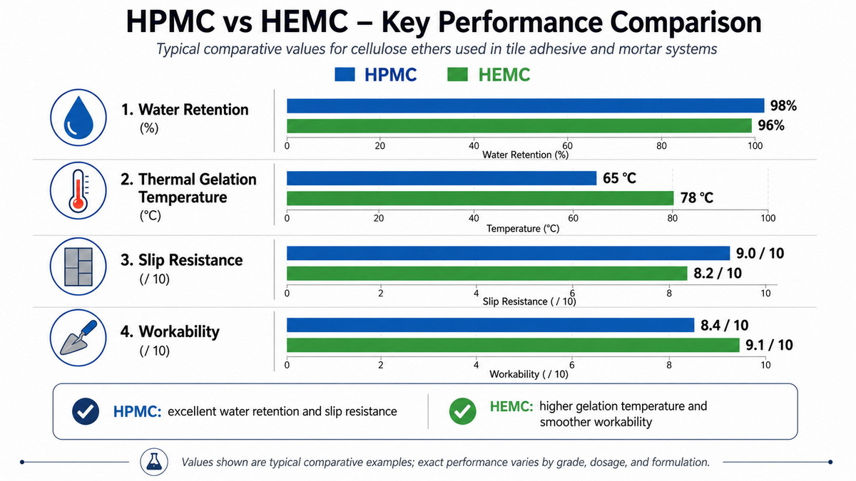 HPMC HEMC Performance Data Comparison Chart